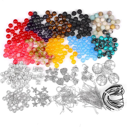 Bead bracelet making kit,Beads for Jewelry Making Bulk Mixed 471pc Healing Bead Rock Loose Nature Stone Gemstone for DIY Bracelet Necklace Essenti...