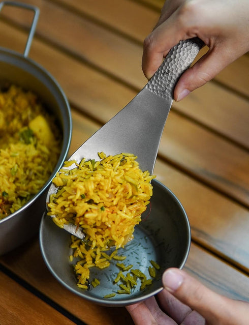 Boundless Voyage Titanium Rice Spoon Short Handle Spoon Cooking Shovel Outdoor Camping Household Rice Shovel Scoop Rice Spoon Thickened Ti1079T...