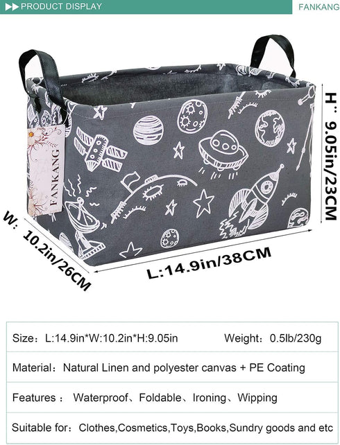 FANKANG Storage Basket,Nursery Hamper Canvas Laundry Basket Foldable with Waterproof PE Coating Storage, Office, Bedroom, Clothes,Toys (Rec-Space ...