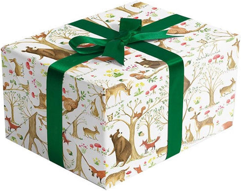 Colors of Rainbow Folded Flat Sheet Wrapping Paper Featuring Enchanted Forest with Animal Friends Squirrels Foxes Rabbits Bears (Fairytale Forest)...
