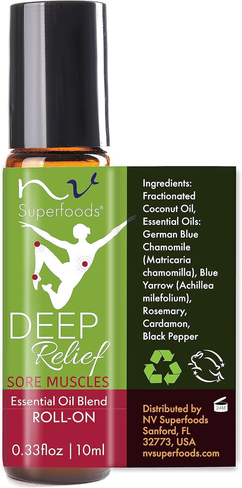 Deep Relief Essential Oil Roll-On - 10 ml – 100% Pure Therapeutic Grade, Aromatherapy Oil for Self-Care...