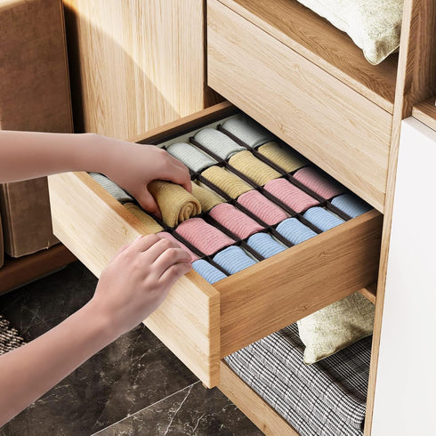Joyoldelf Drawer Organizer Divider 2 Packs Organizer, 24 Cell Collapsible Closet Cabinet Organizer Underwear Storage Boxes for Storing Socks, Bra,...