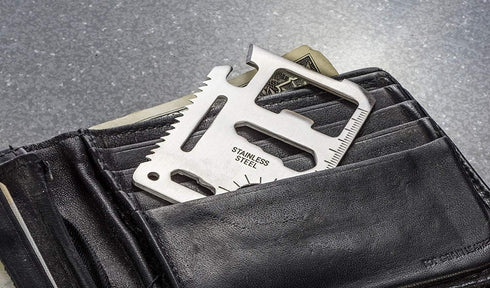 Stainless Steel Survival Pocket Tool - 11-in-1 Multipurpose Silver Beer Bottle Opener/Portable Wallet Pocket Size/Gifts for Men and Women(4-Pack)...