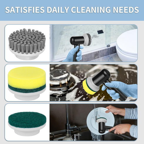 Electric Spin Scrubber, Cordless Shower Scrubber with 3 Replaceable Brushes, Waterproof Power Scrubber for Cleaning Bathroom, Kitchen, Floor, Rech...