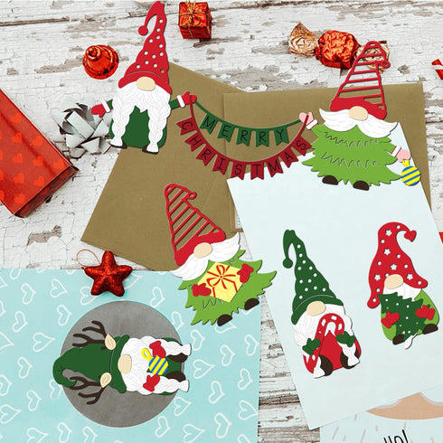 11Pcs Gnome Die Cuts Metal Dies Santa Claus Cutting Dies Gnome Embossing Stencil Creative Gnome Dies for Card Making Scrapbooking Photo Album Enve...
