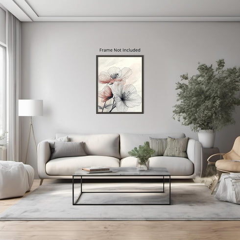 Posterizer 1 pcs-minimalist floral line drawing-pink chic poster-Floral & Botanical Art-Abstract & Modern Art-Decor for Home & Office- unframed wa...