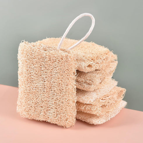 KADS Natural Loofah Sponge, Unbleached, 4 Pcs Luffa in Bulk, Eco Friendly Deep Clean Exfoliating Bath Scrubber for Adults, Men and Women Shower an...