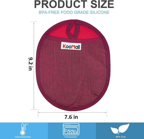 Easy Wear & Off, KooMall Silicone Pot Holders Set, Multi-Purpose Hot Pads for Kitchen, Trivets Potholders Oven Mitts for Baking Cooking Hot Dishes...