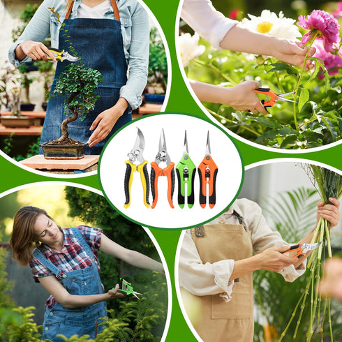 4 Pack Garden Pruning Shears, Stainless Steel Garden Shears, Gardening Shears, Garden Scissors, Garden Clippers, Pruning Snips, Pruning Shears for...