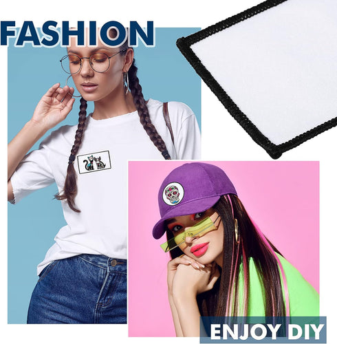 30 Pieces Sublimation Patches Fabric Iron-on Blank Patches 3 Shapes Repair Embroidery Sublimation Blank Hat Embroidery for DIY Crafts, Caps Clothe...