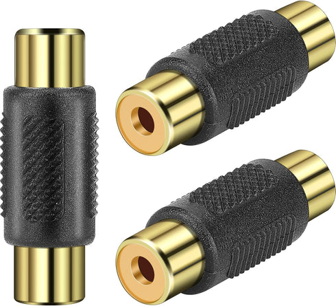 RCA Female to Female Coupler, 3 Pack Audio Video RCA Adapter Connector Gold Plated RCA Jack to Jack Converter RCA Cables Extender for Amplifier, S...