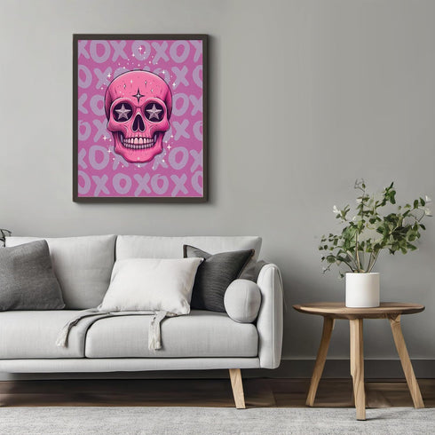 Posterizer 1 pcs-Skull Art Print-Cute Pink Girly Aesthetic Poster-Abstract & Modern Art-Girls room art-Gifts for Women-decor for Girls, Teens Bedr...