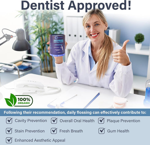 Premium Floss Picks (100 Count), Unflavored Biodegradable Individually Wrapped Dental Floss Picks, Ideal for Traveling | White | Vegan | BPA Free...