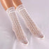 Lace Socks for Women | White Crew Mid-Calf Socks with Lace Trim...