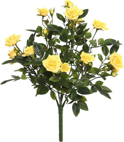 Vickerman 15" Artificial Yellow Mini Diamond Rose Bush - Pack of 5 - Premium Faux Flowers for Wedding or Home Decor - Maintenance Free Decorative ...