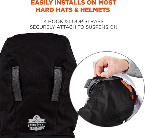 Ergodyne - 16840 Winter Hard Hat Liner, Thermal Fleece Lining, Chin Length, N-Ferno 6840,Black...