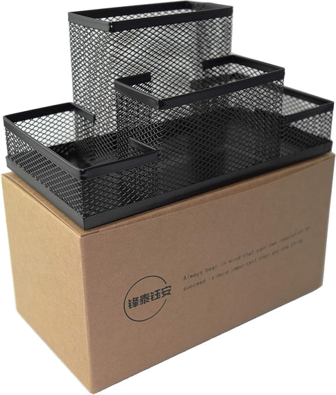 Fengtaiyuan T02 Black-Plus, Big Black Metal Wire Mesh Pencil Holder, Desktop Organizer...