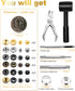 Alritz 120 Set Leather Snap Fasteners Kit with Hammer Puncher, 12.5mm Metal Button Snaps Press Studs with 4 Setter Tools for Clothes, Jackets, Jea...