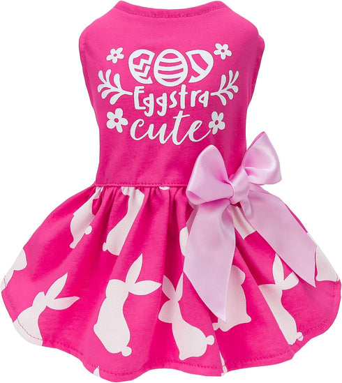 Fitwarm Eggstra Cute Dog Easter Outfit, Bunny Dog Dress, Holiday Dog Clothes for Small Dogs Gril, Pet Cat Clothing, Hot Pink, Small...