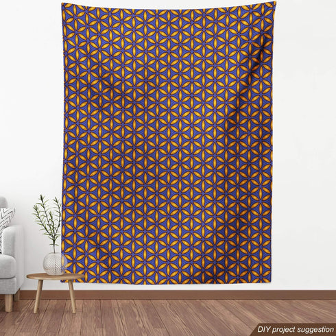 Lunarable Retro Fabric by The Yard, Classic Repetitive Pattern with Geometric Style Motif with Leaves, Decorative Fabric for Upholstery and Home A...