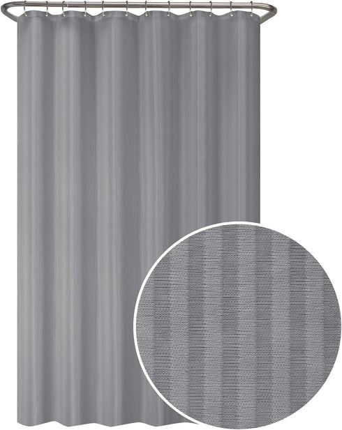 Zenna Home Ultimate Striped Waterproof Fabric Shower Curtain or Liner, 70" x 72" Grey (MSC19089)...