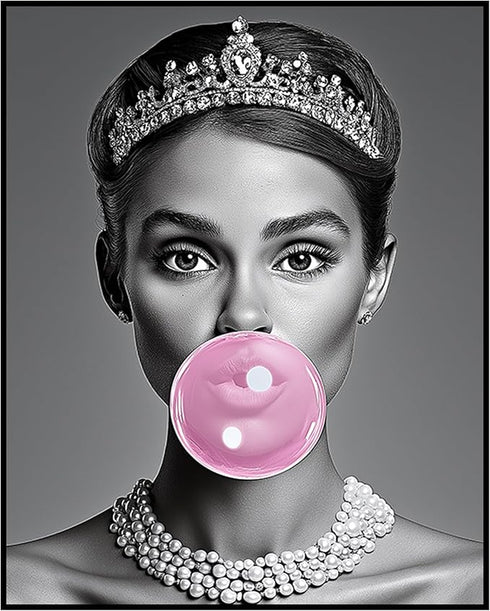 Posterizer 1 pcs-black and white fun retro modern art-pink bubblegum 3-Retro Art-Comedy Art-Gifts for Women- unframed wall art...