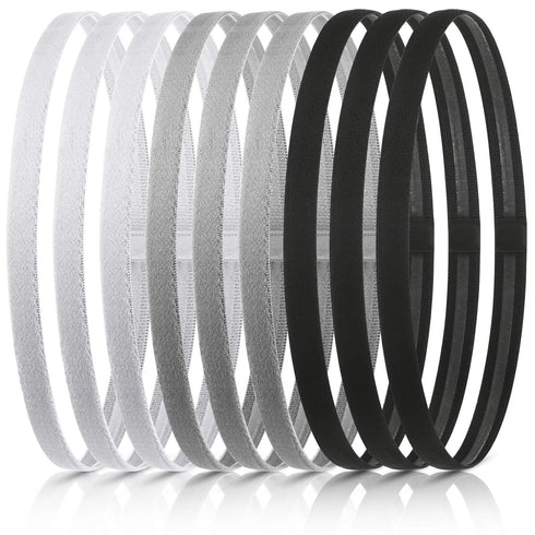 WILLBOND 12 Pieces Thin Non-Slip Elastic Sport Headbands, Hair Bands with Non Slip Silicone Grip Exercise Hair Sweatbands for Men Women Football B...