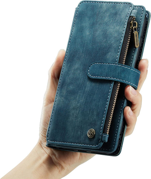 UEEBAI Wallet Case for iPhone SE 2022 5G/iPhone 7/iPhone 8/iPhone SE 2020, Handmade PU Leather Phone Case Card Slots Magnetic Zipper Pocket Kickst...