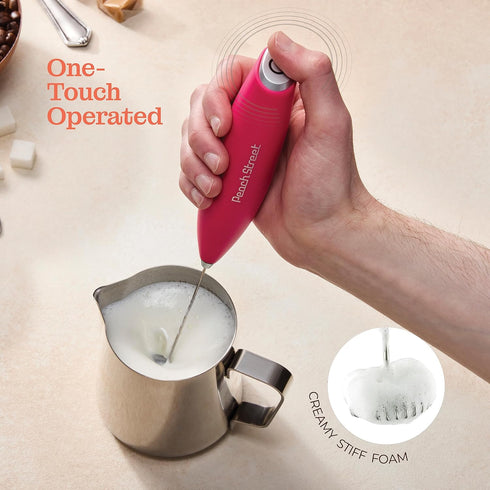 Powerful Handheld Milk Frother, Mini Milk Foamer, Battery Operated (Not included) Stainless Steel Drink Mixer with Frother Stand for Coffee, Latte...