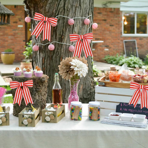 TONIFUL 2 Rolls-2 Inch Red Striped Wired Ribbon, Red and White Stripe Wired Ribbon for Gift Wrapping, Indoor, Bows Making, Wedding Birthday Party ...