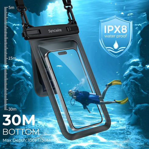 SYNCWIRE Waterproof Phone Case, 2-Pack IPX8 Double Space Waterproof Phone Pouch for iPhone 15 14 13 12 Pro Max XR X SE 2022 8 Samsung S24 S23 S22 ...