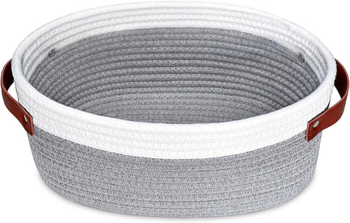 ABenkle Small Woven Basket, Cute Small Basket, Rope Room Shelf Storage Basket, Cat Dog Toys Basket Chest Box, Empty Decorative Gift Basket with Le...