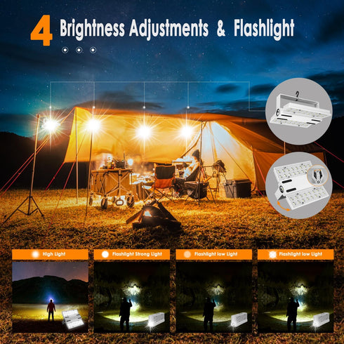 2 in 1 Solar Camping Lights,5 Modes Dimmable Solar Lantern Flashlight, 5000mAh High Capacity Battery Collapsable Lantern Outdoor Waterproof Hangin...