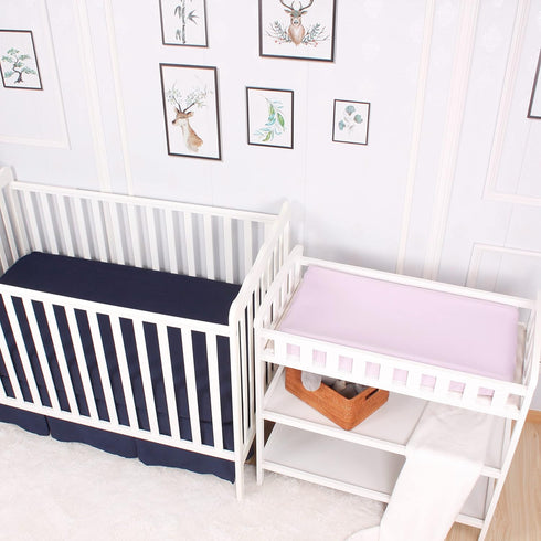Diaper Changing Pad Cover for Baby Girls Set of 3, Snug Fit 4-sided Contoured Changing Table Pad 16x31 16x32, Fitted Change Pad Sheet Gray Purple ...