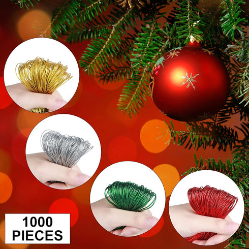 1000 Pieces Ornament Precut Cord Hangers with Snap Fastener Polyester Precut Hanging Ropes for Christmas Tree Holiday Party Hanging Decoration Str...