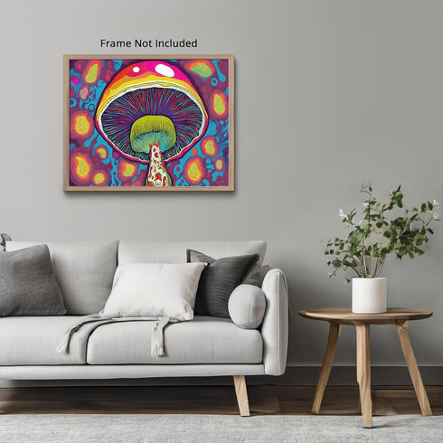 Posterizer 1 pcs- psychedelic funky hippie colorful rainbow mushrooms 1-Abstract & Modern Art-Fantasy & Fiction Art- Living Room Bedroom Decor- un...