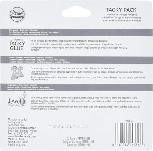 Aleene's Glue 24354 AR24354 Mini Tacky Pack Tacky Wash It Jewel It...
