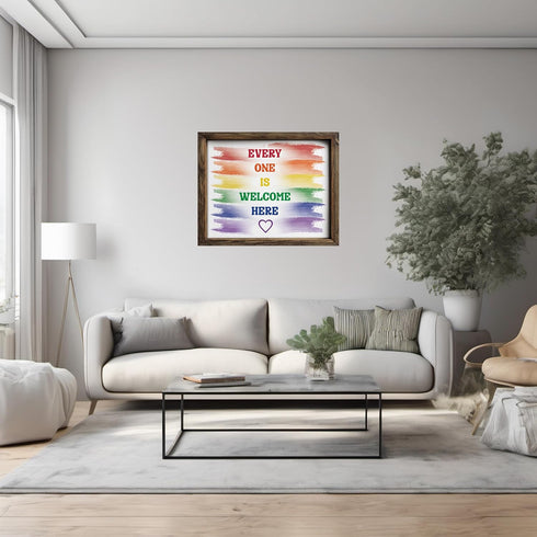 Posterizer 1 pcs-Everyone is welcome here-Rainbow color quote-Gay & LGBTQ Art-Watercolor Art-Gift for Teachers-School and classroom art- UNFRAMED ...