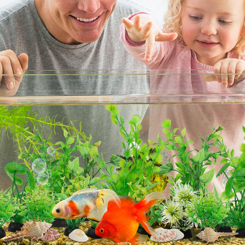 Aquarium Decorations Plants, 25pcs Aquarium Decor Green Plants with Natural Shells, Fish Tank Accessories, Fish Tank Large Plant Plastic Decoratio...