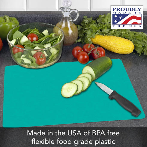 Cut N' Funnel Multi-Color Flexible Plastic Cutting Board Mats 4 Pack Made in the USA Colored Coded, BPA Free, 11.5” x 15”...