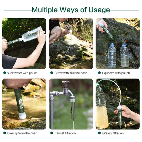 FS-TFC Personal Water Filter Straw Mini Water Purifier Survival Gear for Hiking, Camping, Travel and Emergency Preparedness,2Pack...