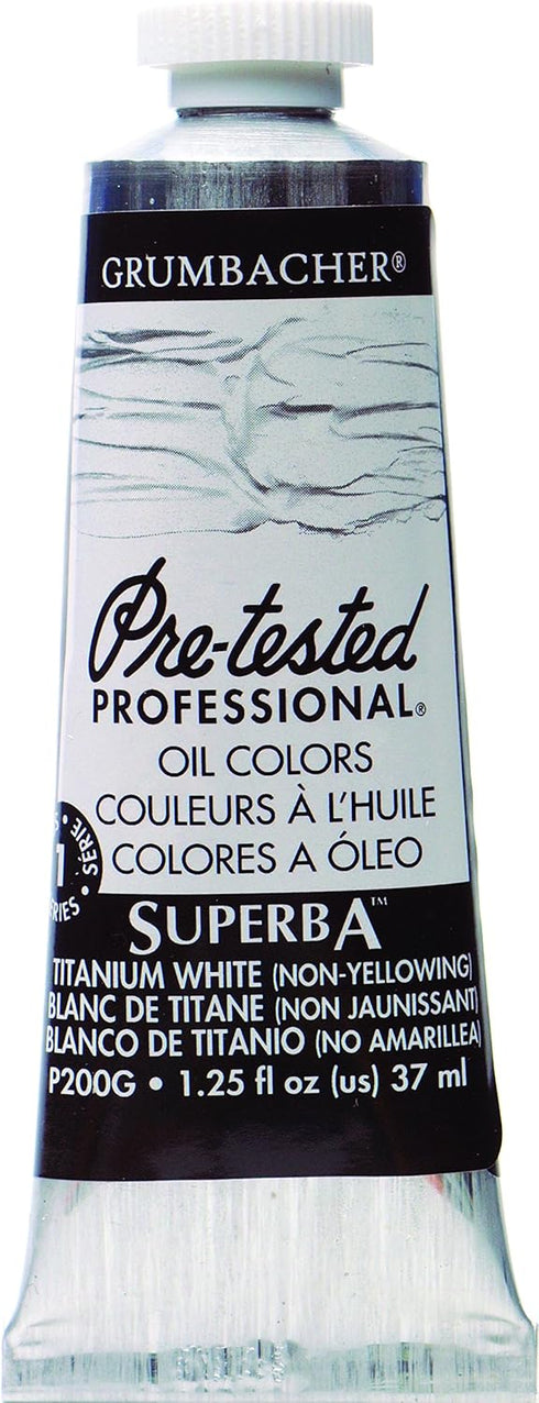 Grumbacher Pre-Tested Oil Paint, 37ml/1.25 oz., Superba White (P200G)...