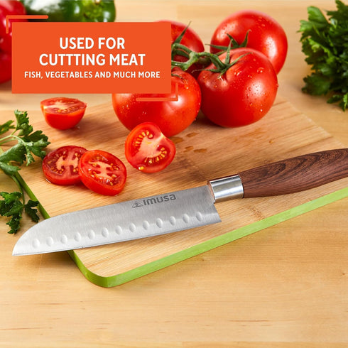 IMUSA 6in Chef WL Stainless Steel Santoku Knife with Wood Look Handle...