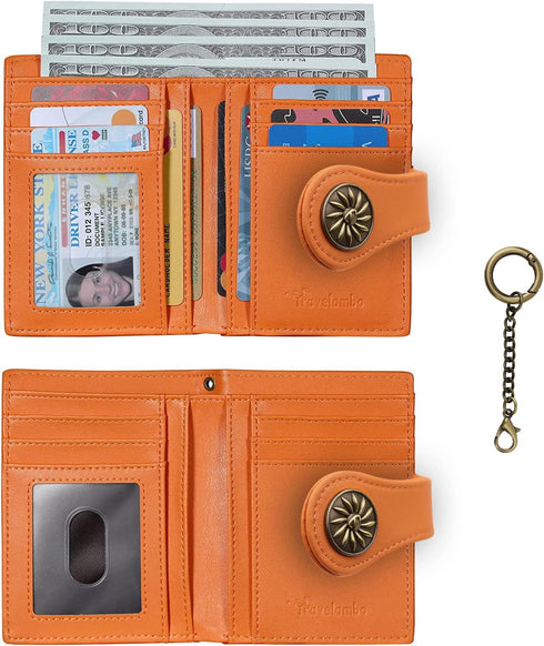 Travelambo Rfid Wallet Women Leather Bifold Compact Small Wallet for Women (Orange)...