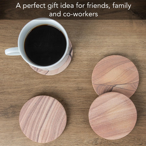 Thirstystone Cinnabar Brand, Multicolor All Natural Sandstone-Durable Stone with Varying Patterns, Every Coaster Is An Original, 4 inch round...