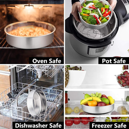 P&P CHEF Cake Pan Set of 2, Stainless Steel Round Baking Layer Cake Pans, Non Toxic & Healthy, Leak-proof & Easy Clean, Mirror Finish & Easy Relea...