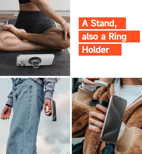SURITCH for MagSafe Phone Grip, Magnetic Phone Ring Holder for MagSafe, Magnetic Phone Grip Stand Finger Loop Ring Kickstand for iPhone 15 Pro Max...