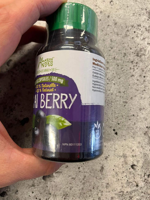 Amazon Andes Acai/Açai Berry Capsules (Euterpe oleracea) – Rich Source of antioxidant, Vitamin C & Fibers - Support Immune System - Gluten Free, N...