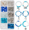 SUNNYCLUE 1 Box 270Pcs Bracelet Making Kit Ocean Theme Bracelet Set Colorful 8mm Glass Beads Mermaids Shells Seahorses Charms for Jewelry Marking ...
