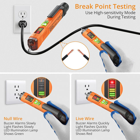 Neoteck Voltage Tester/Non Contact Voltage Tester 12-1000V/48V-1000 Adjustable Sensitivity AC Voltage Detector Tester Pen Live/Null Wire Tester wi...